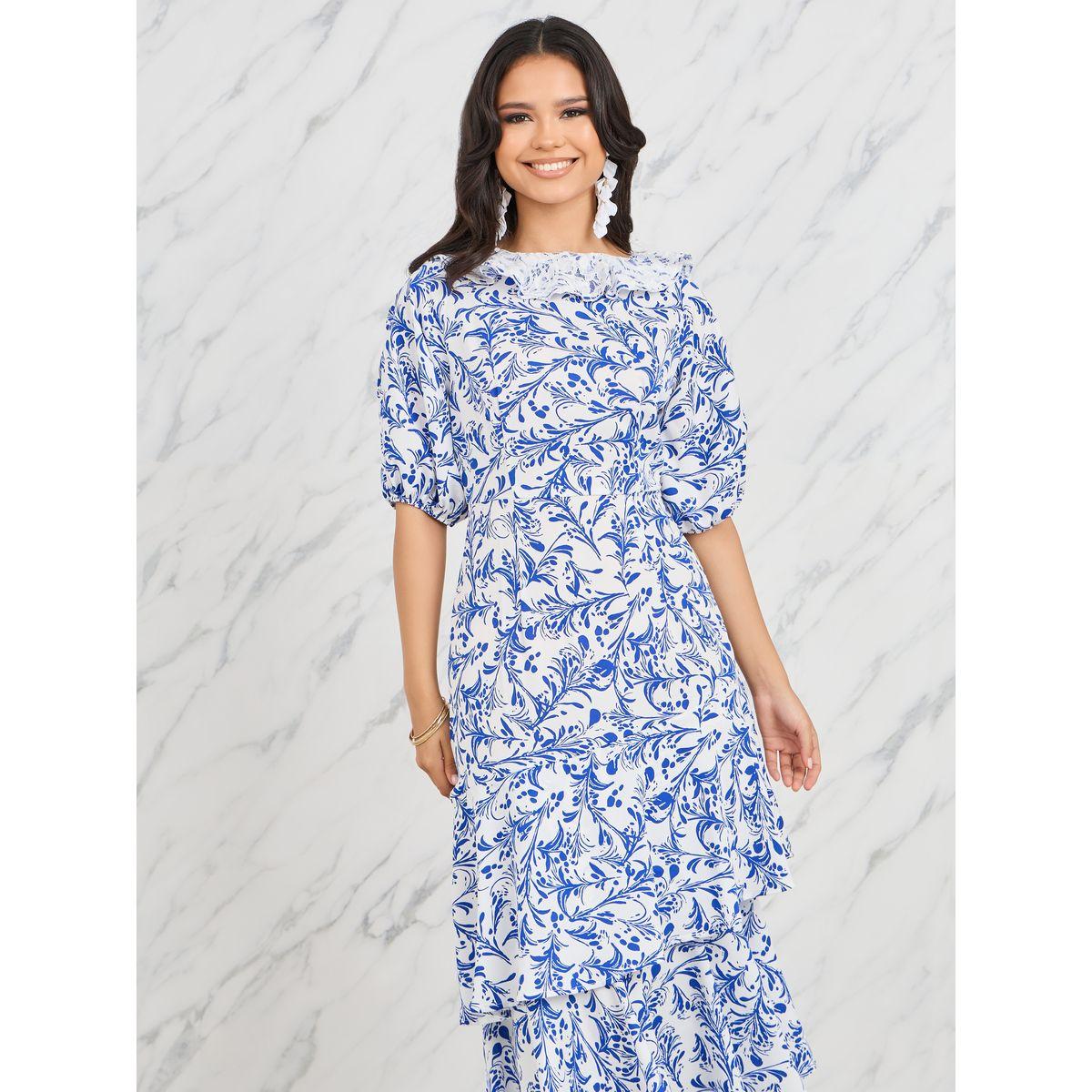 فستان ميدي بكسرات واكمام طويلة-women-clothing-dresses-image-2
