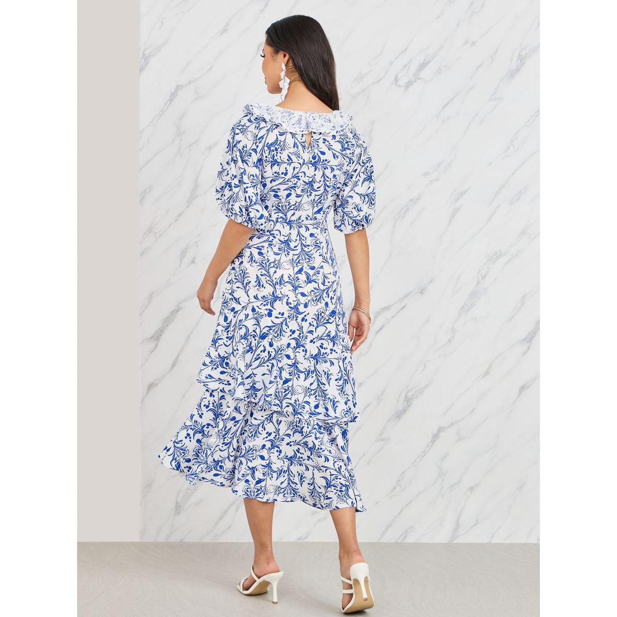 Styli All Over Print Lace Neck Layer Tiered Midi Dress-women-clothing-dresses-image-4