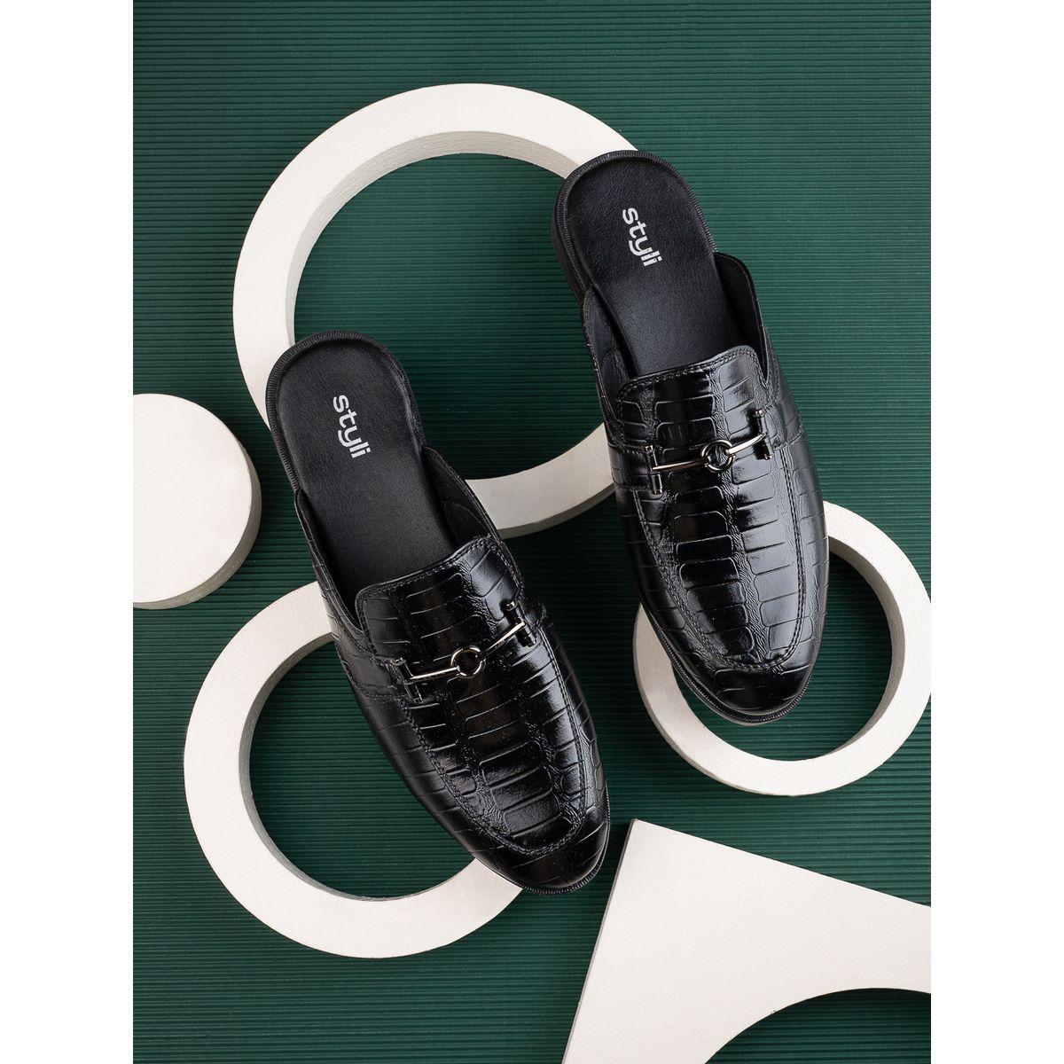 Styli Croc Faux Leather Metal Accent Mules-men-shoes-loafersandmoccasins-image-1