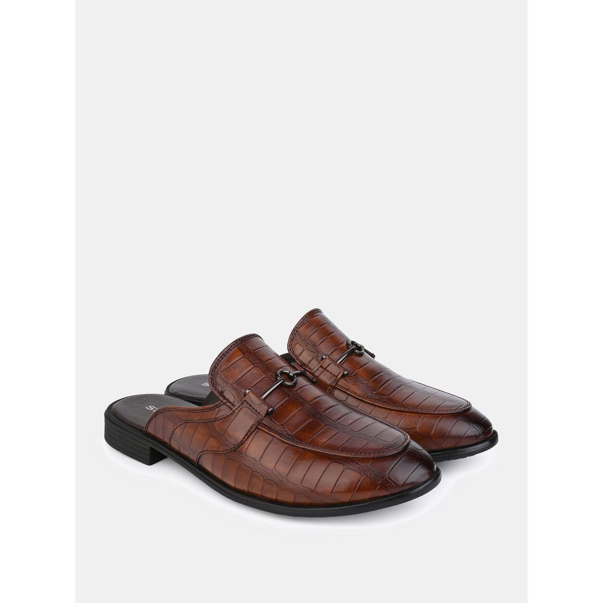 Styli Croc Texture Faux Leather Metal Accent Mules-men-shoes-loafersandmoccasins-image-3