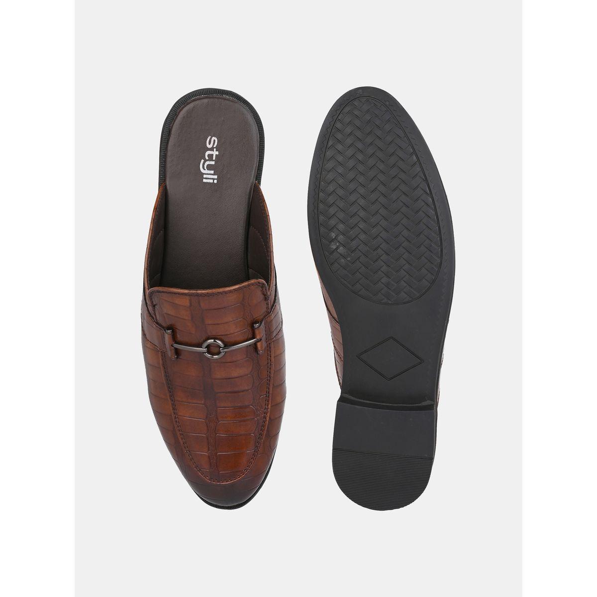 Styli Croc Texture Faux Leather Metal Accent Mules-men-shoes-loafersandmoccasins-image-6