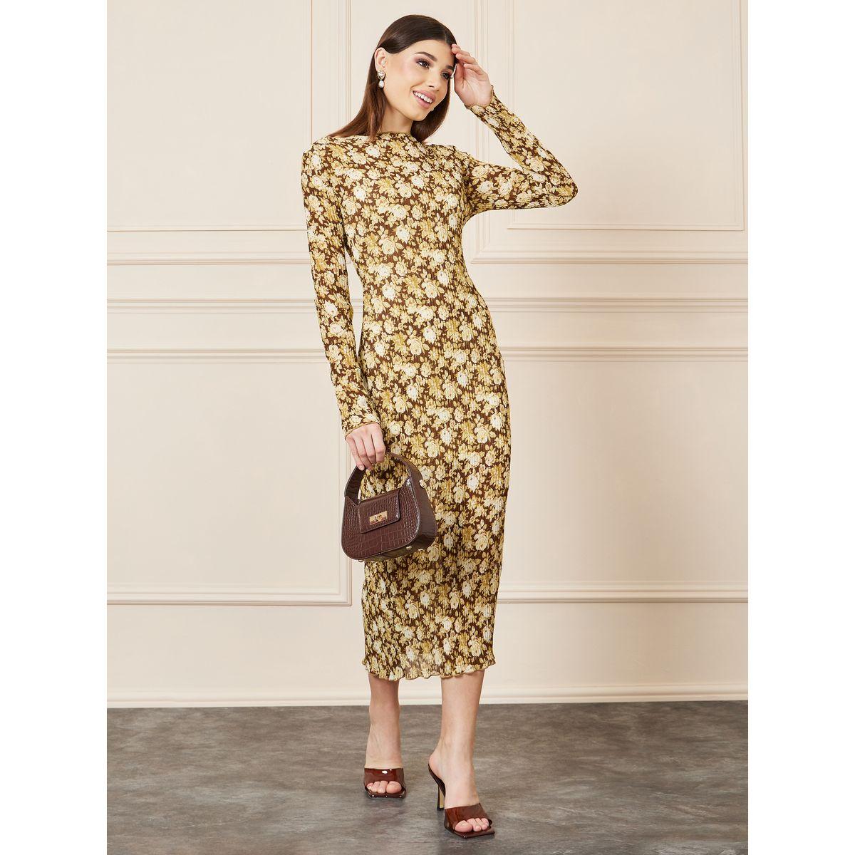 فستان بديكون بليسيه مع طبعة زهور-women-clothing-dresses-image-1