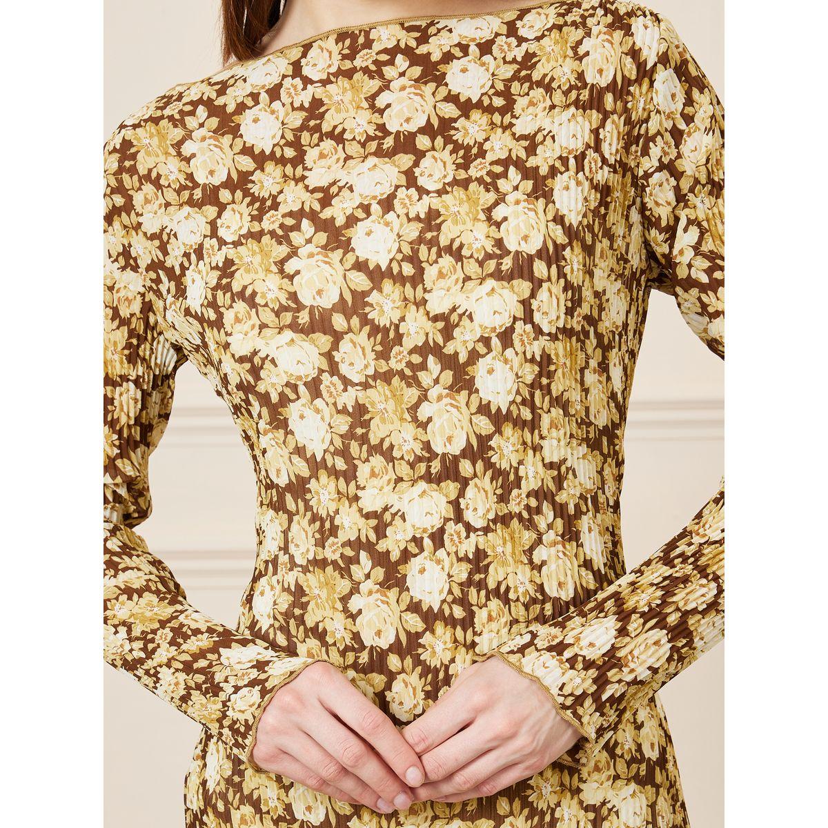 Styli Plisse Floral Print Bodycon Dress with Strappy Inner Slip-women-clothing-dresses-image-3
