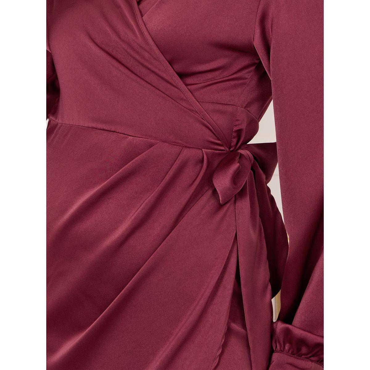 Styli Satin V Neck Wrap Midi Dress-women-clothing-dresses-image-3