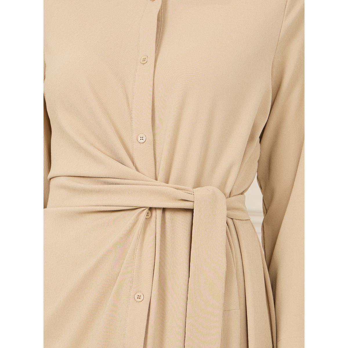 فستان ميدي برباط خصر وشق جانبي-women-clothing-dresses-image-3