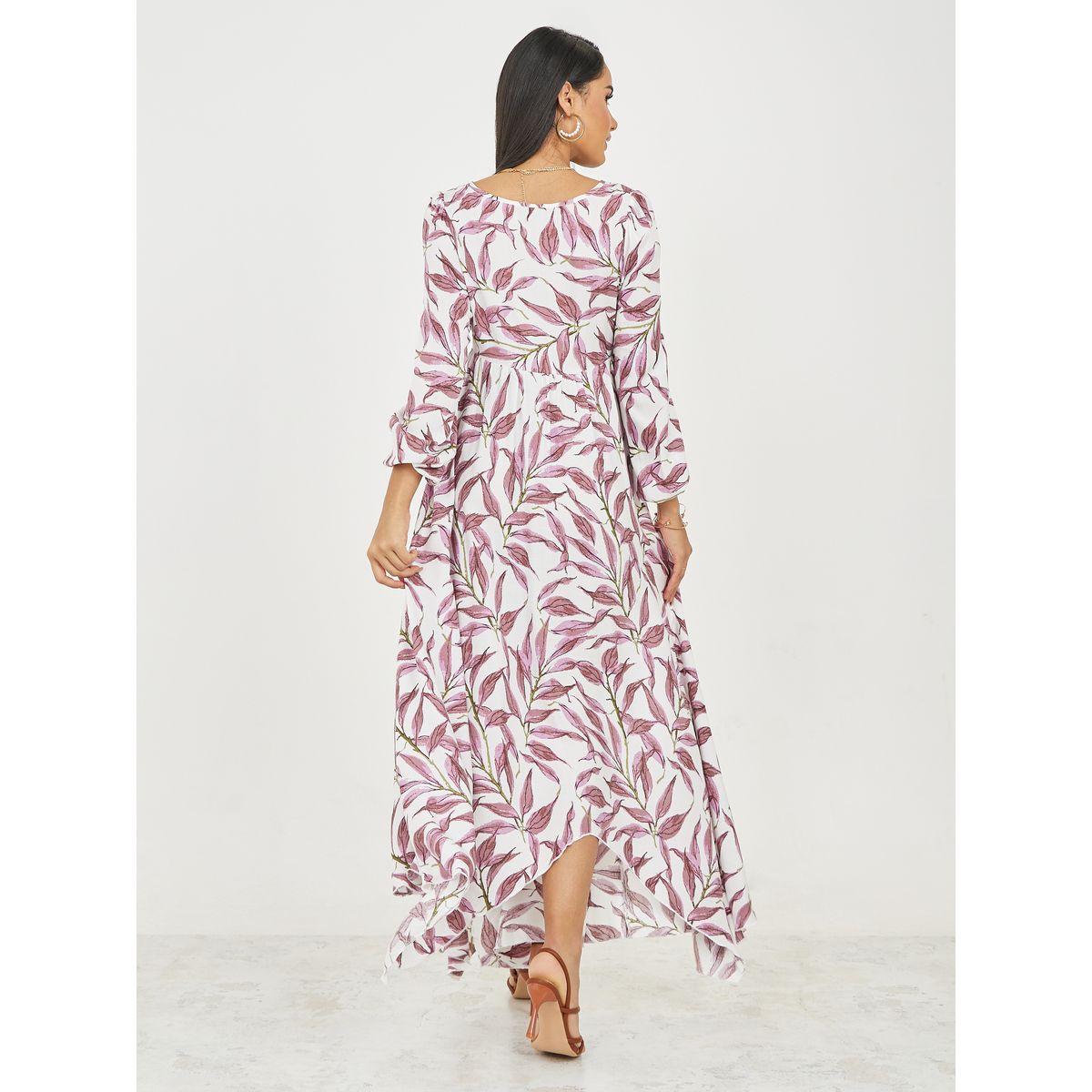 فستان ميدي مطبع بالكامل باوراق شجر-women-clothing-dresses-image-5