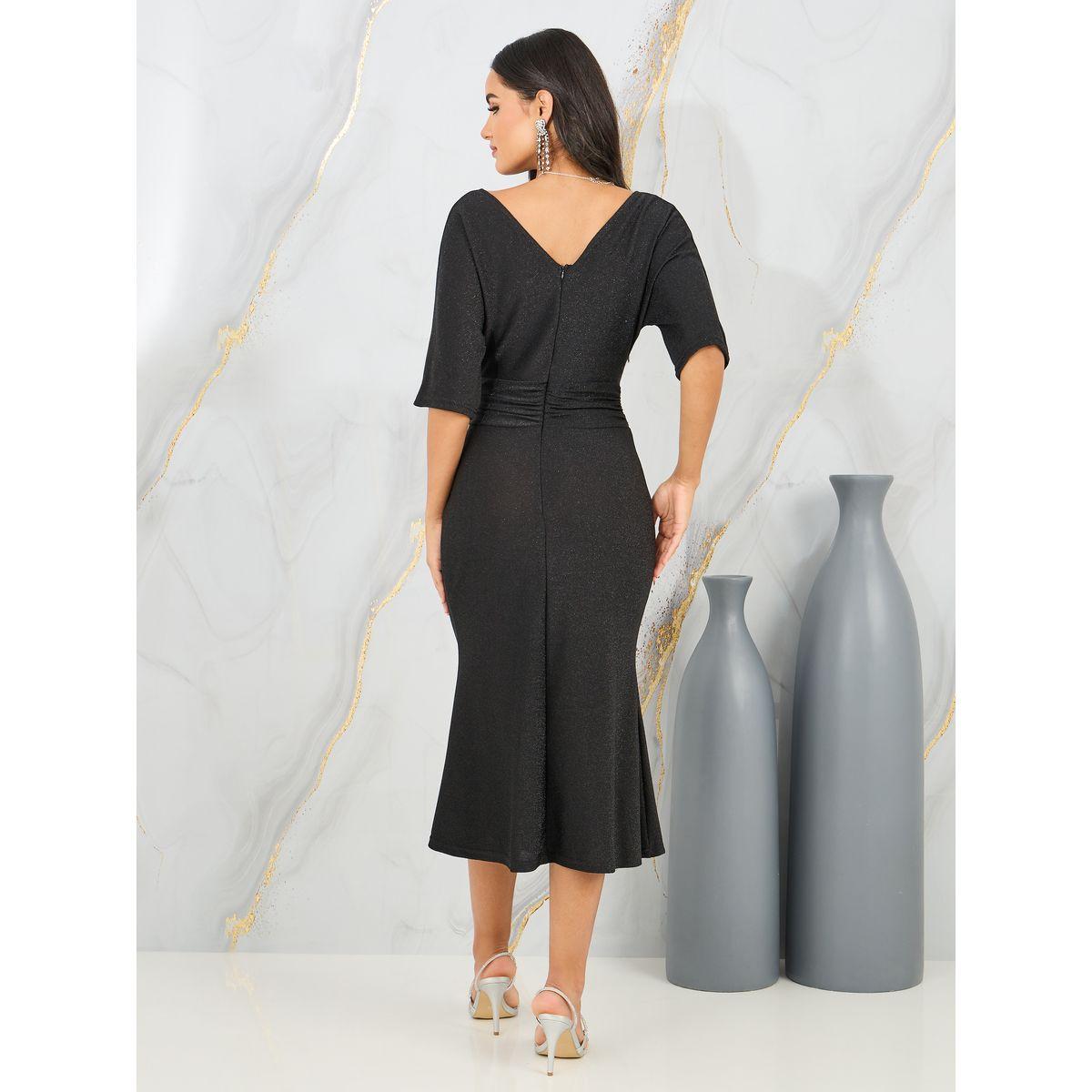 Styli Textured Pleated Mermaid Hem Midi Dress-women-clothing-dresses-image-4