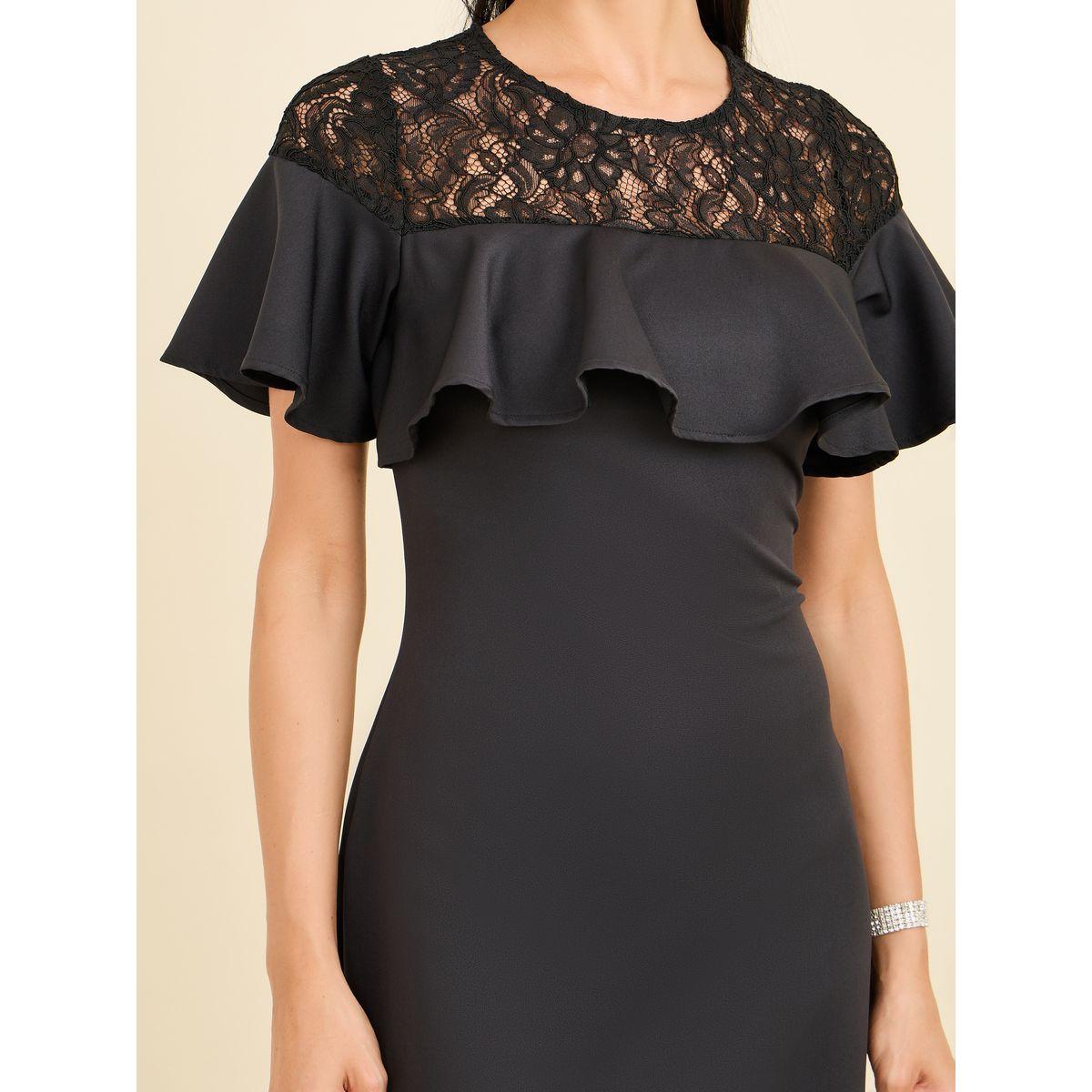 فستان ميدي بتفاصيل دانتيل مع كشكش-women-clothing-dresses-image-3