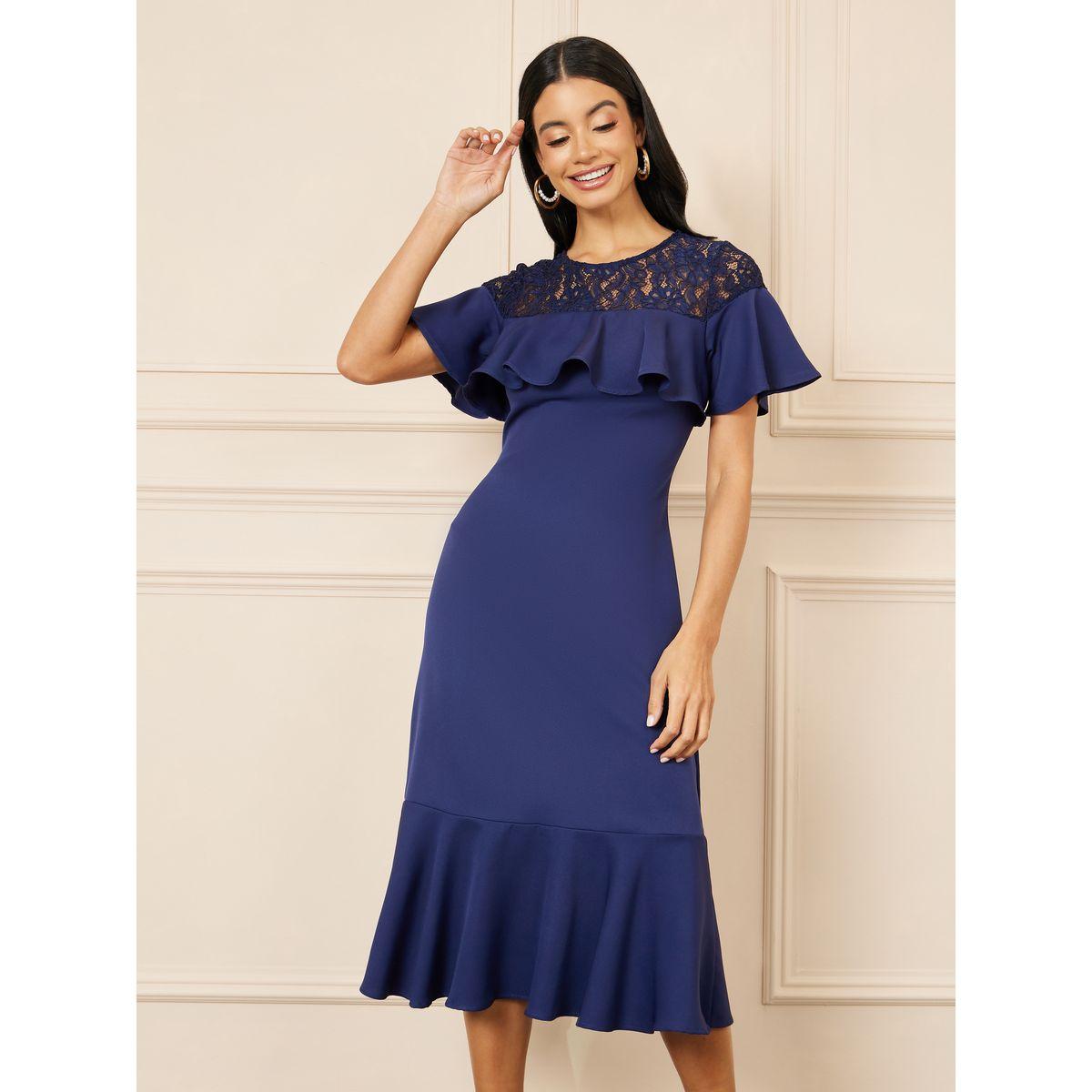 Styli Lace Detail Ruffle A-Line Midi Dress-women-clothing-dresses-image-2