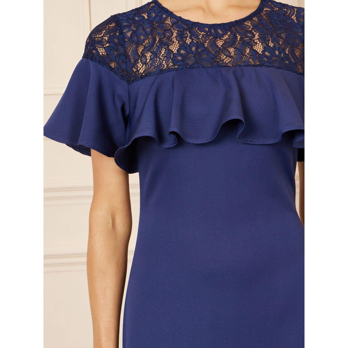 فستان ميدي بتفاصيل دانتيل مع كشكش-women-clothing-dresses-image-3