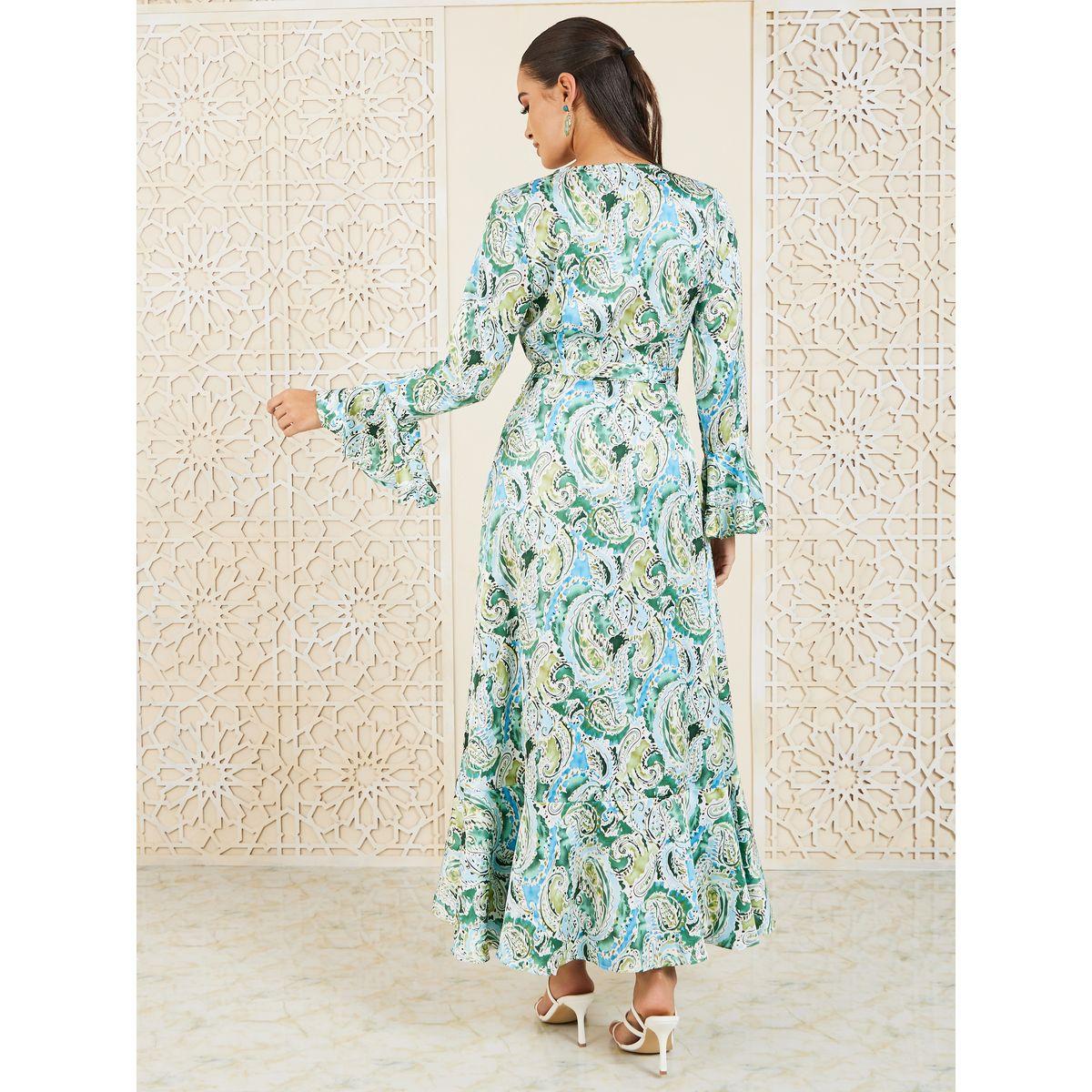 فستان طويل بطبعة بيزلي وكسرات-women-clothing-dresses-image-4