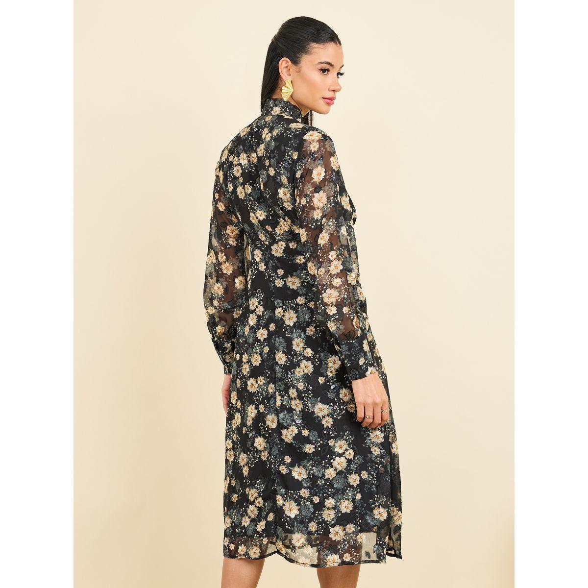 فستان ميدي بحافة واسعة وياقة باربطة-women-clothing-dresses-image-4