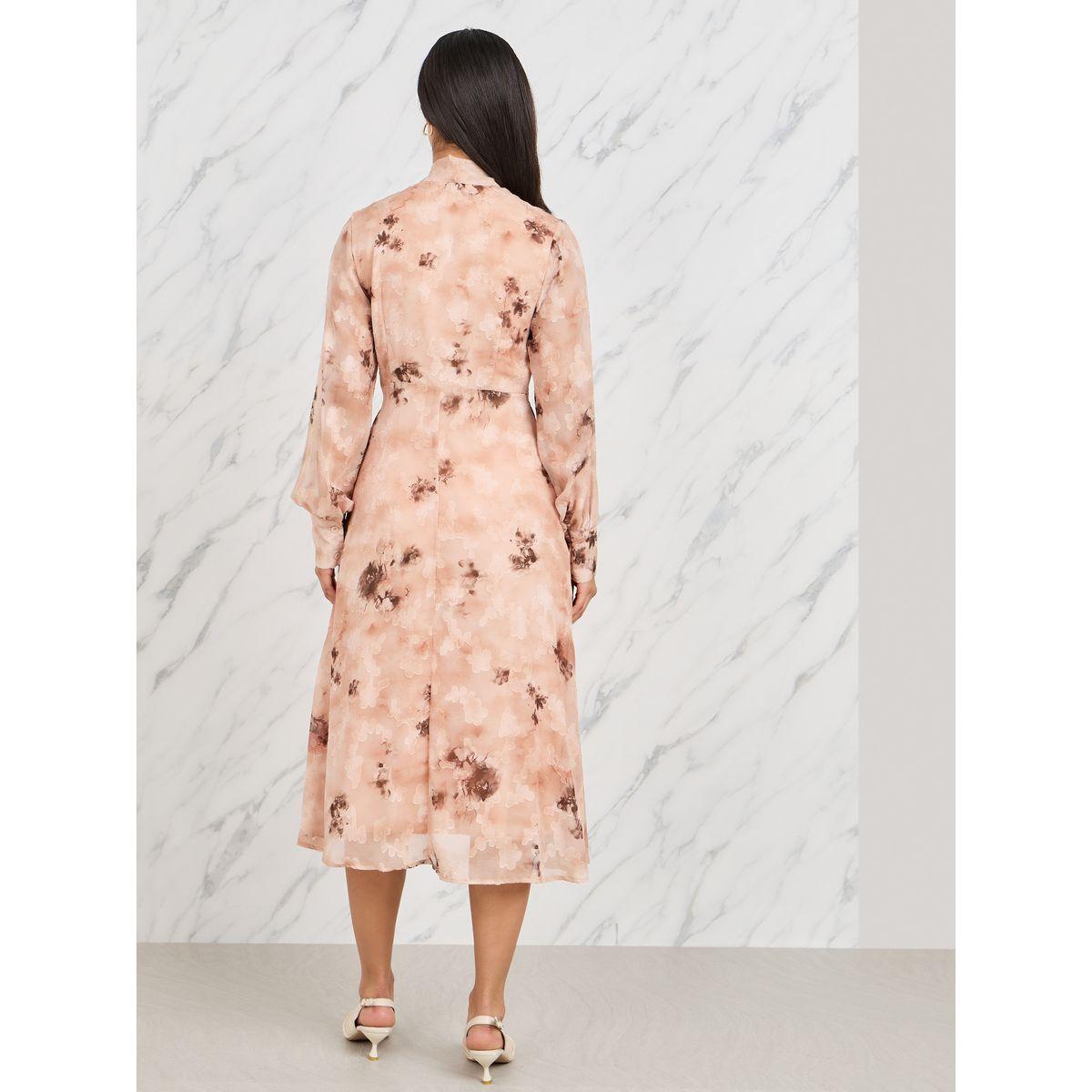 فستان ميدي بحافة واسعة وياقة باربطة-women-clothing-dresses-image-4