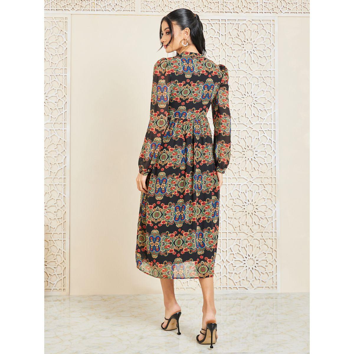 فستان ميدي مطبع بطبعة بوهيمية-women-clothing-dresses-image-4