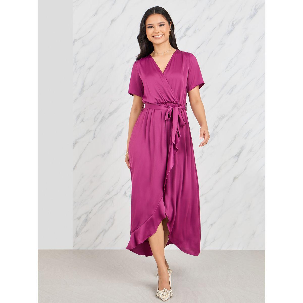 فستان ميدي بنمط لف وتفاصيل كشكش-women-clothing-dresses-image-1