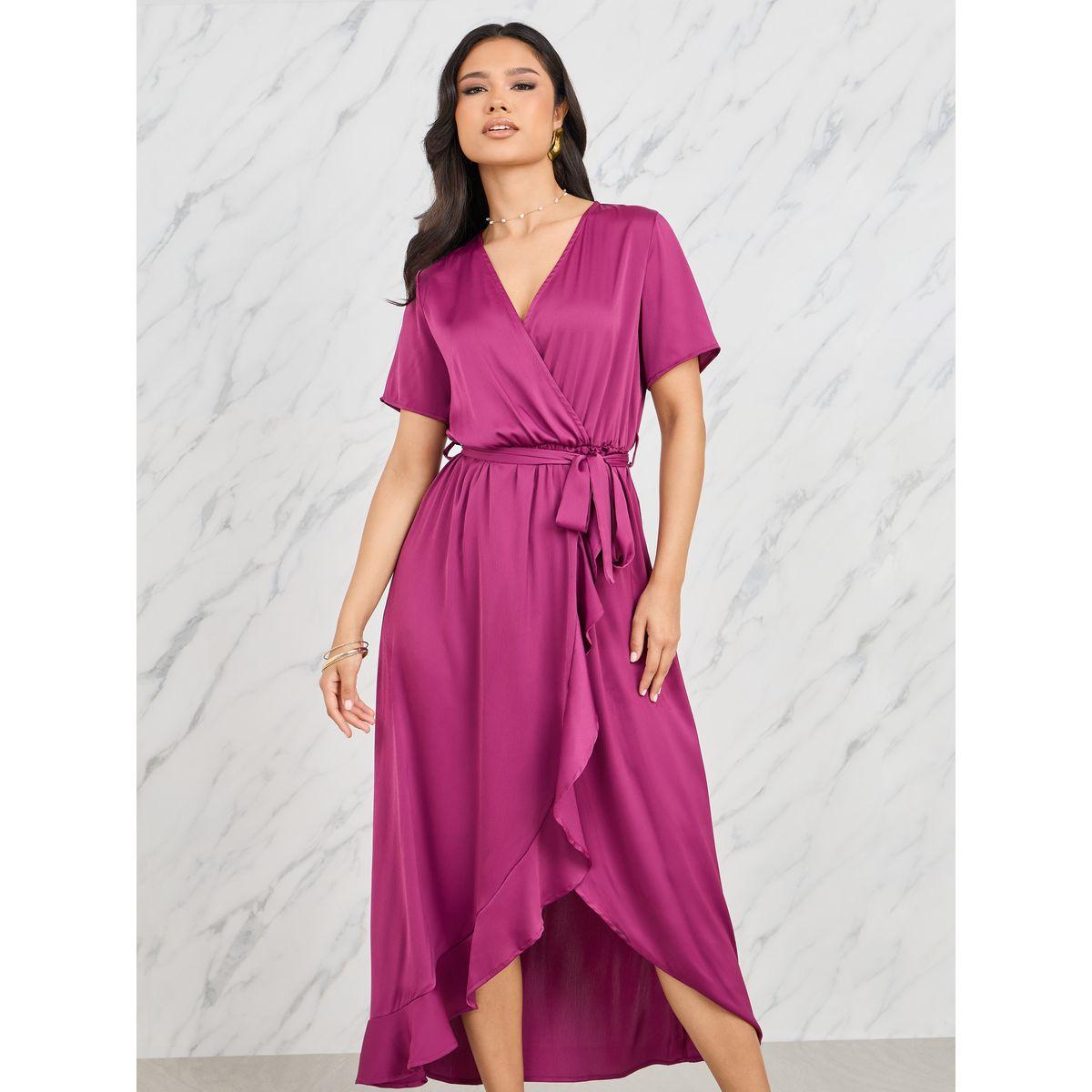 Styli Ruffle Asymmetric Hem Wrap Midi Dress-women-clothing-dresses-image-2