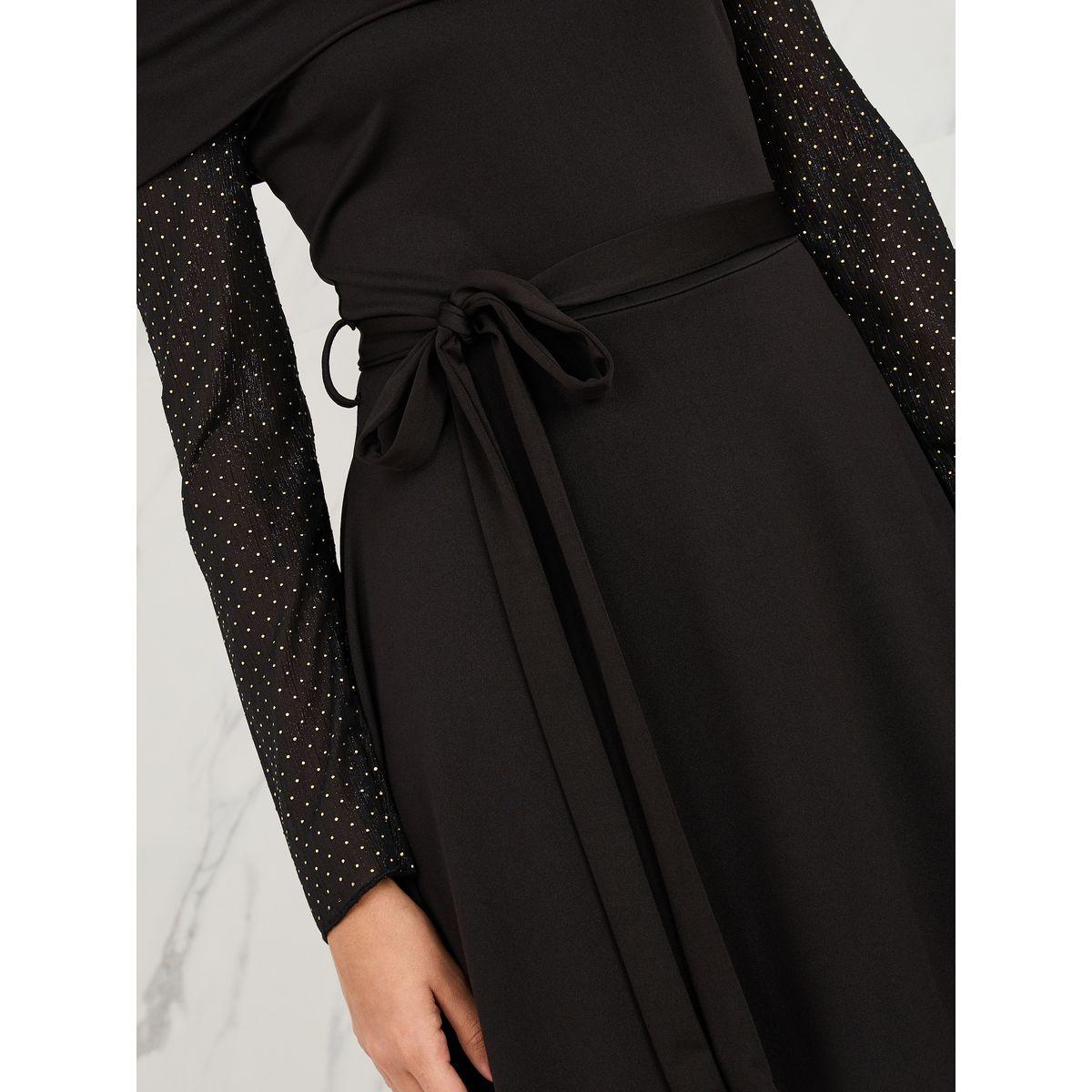 فستان ميدي باكتاف مكشوفة ورباط خصر-women-clothing-dresses-image-3