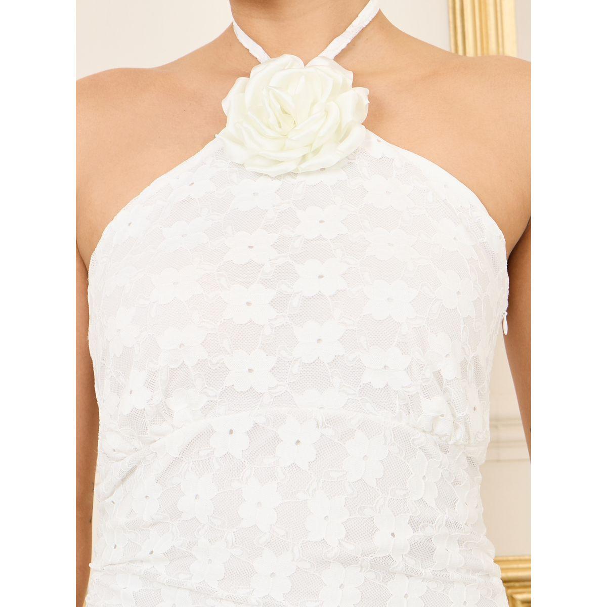 Styli Corsage Floral Mesh Insert Halter Neck A-Line Maxi Dress-women-clothing-dresses-image-3