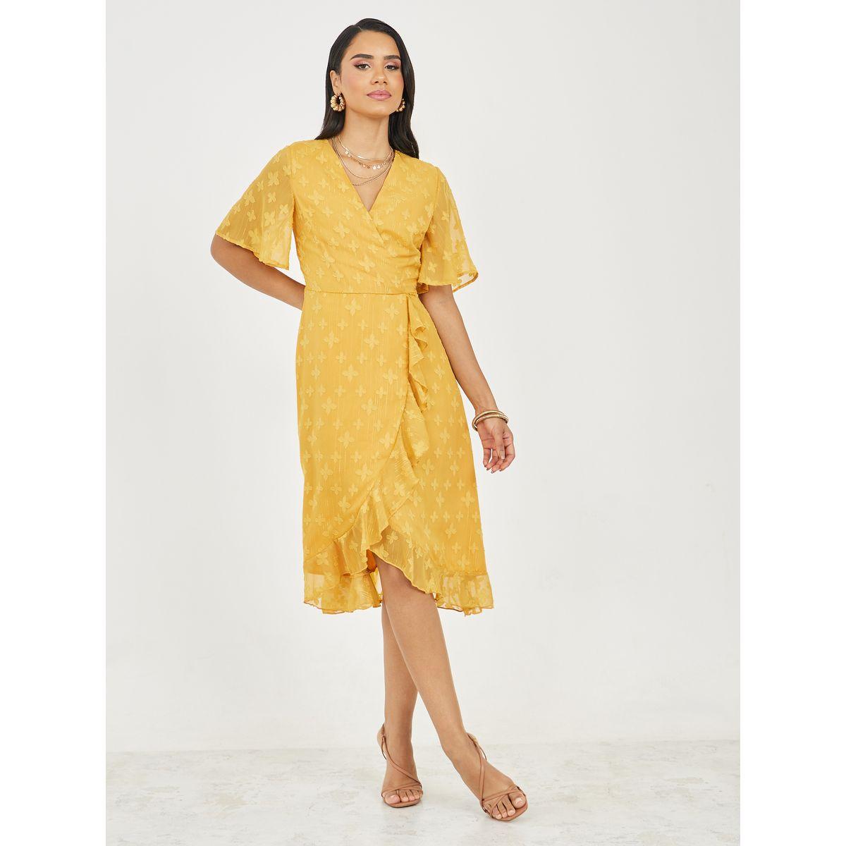 Styli Burnout Texture Ruffle Detail A-Line Wrap Midi Dress-women-clothing-dresses-image-2