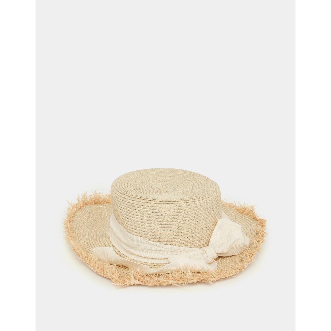 Styli Ribbon Straw Hat with Raw Edges-women-clothingaccessories-capsandhats-image-1