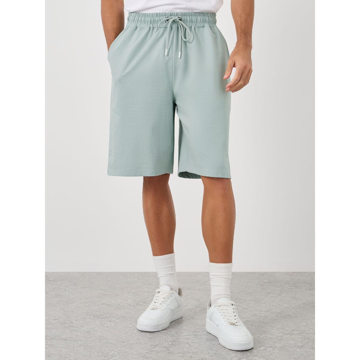 Styli Solid Oversized Shorts with Drawstring-men-clothing-bottoms-shorts-image-1