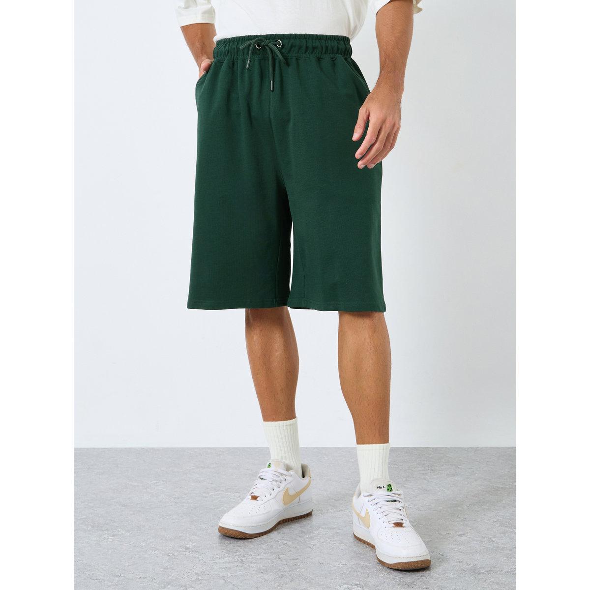 Styli Solid Oversized Shorts with Drawstring-men-clothing-bottoms-shorts-image-1