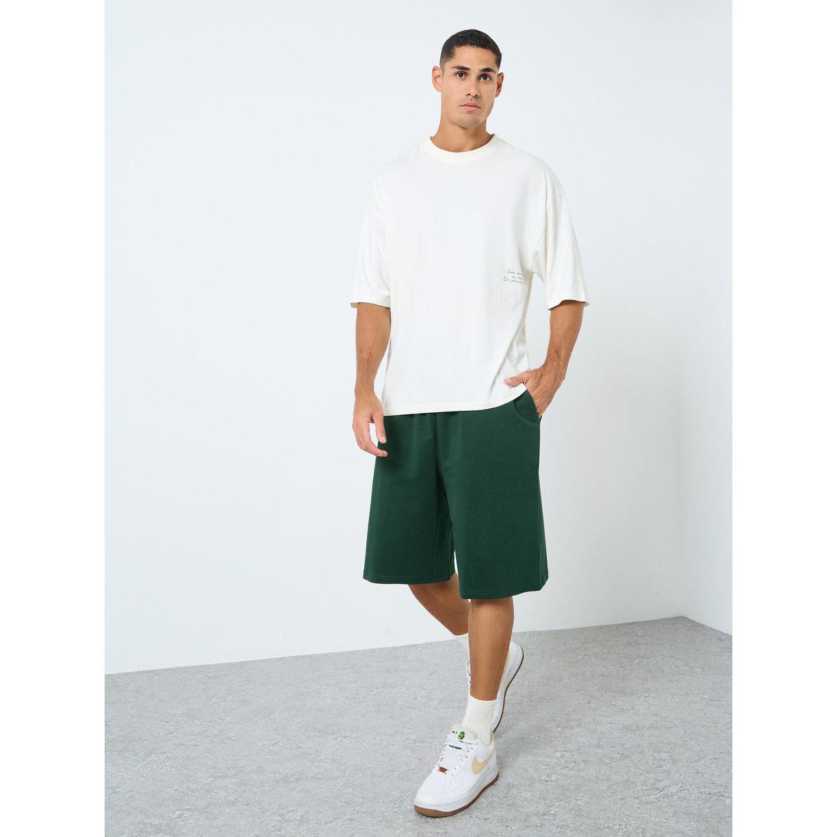 Styli Solid Oversized Shorts with Drawstring-men-clothing-bottoms-shorts-image-2