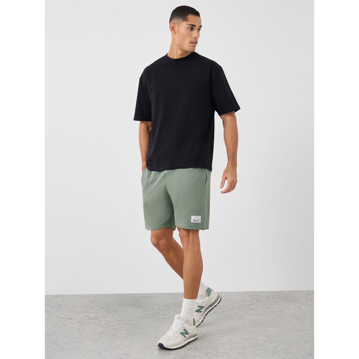 Styli Badge Detail Regular Fit Terry Shorts-men-clothing-bottoms-shorts-image-2