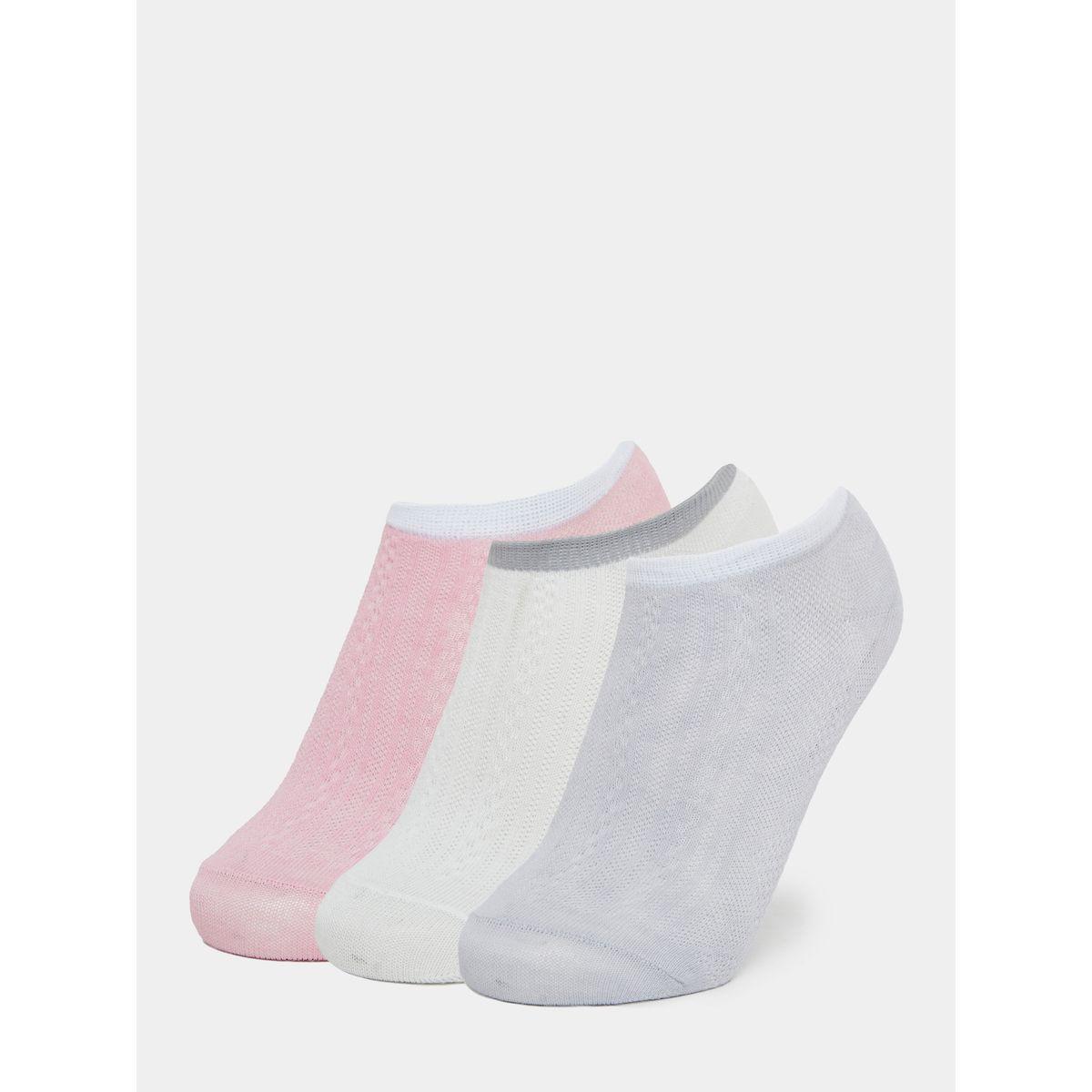 Styli Pack of 3 - Ribbed Contrast Cuff Shoeliner Socks-women-socksandstockings-image-1