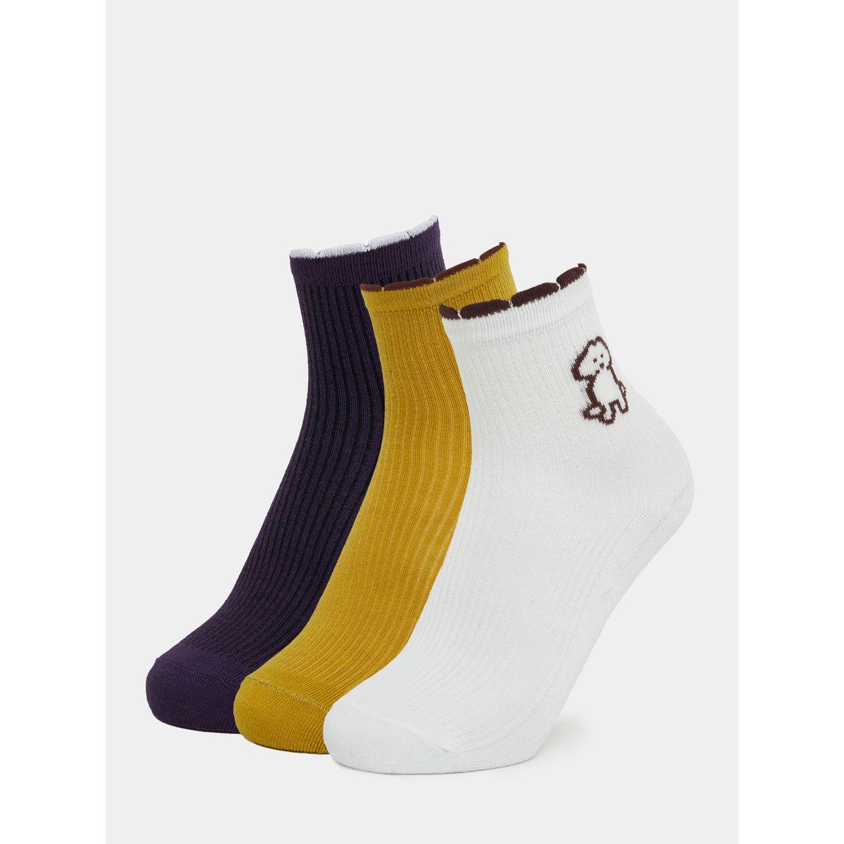Styli Pack of 3- Dog Embroidered Ankle Length Socks-women-socksandstockings-image-1