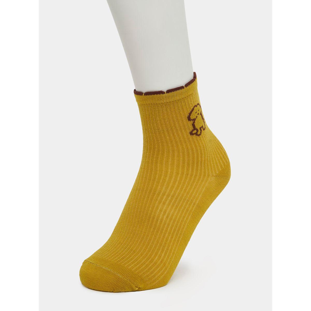 Styli Pack of 3- Dog Embroidered Ankle Length Socks-women-socksandstockings-image-4