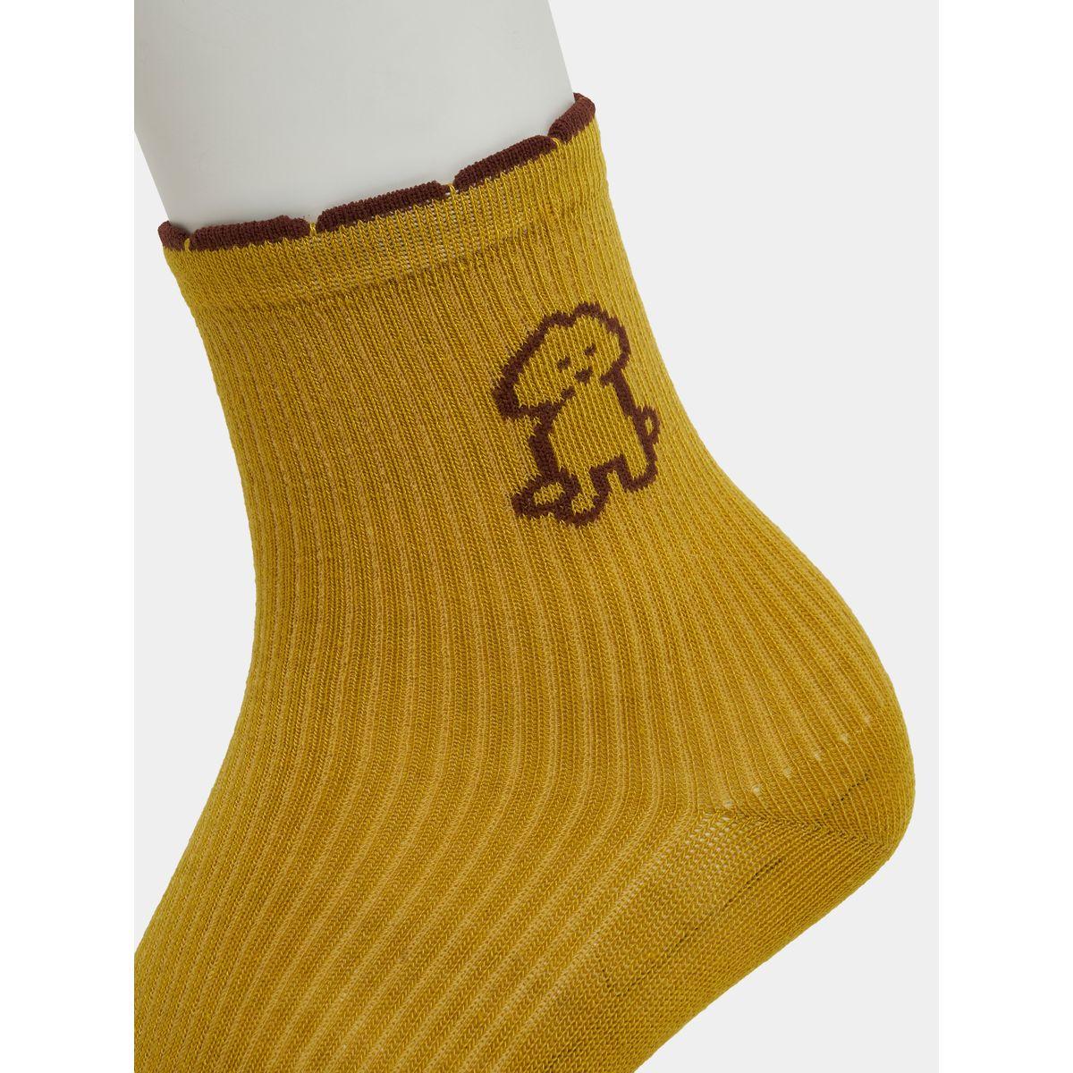 Styli Pack of 3- Dog Embroidered Ankle Length Socks-women-socksandstockings-image-5