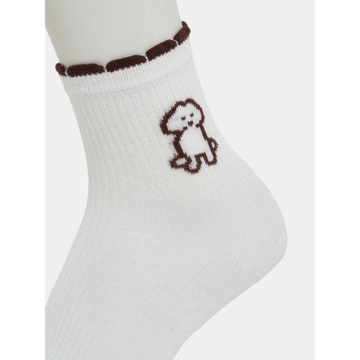 Styli Pack of 3- Dog Embroidered Ankle Length Socks-women-socksandstockings-image-7