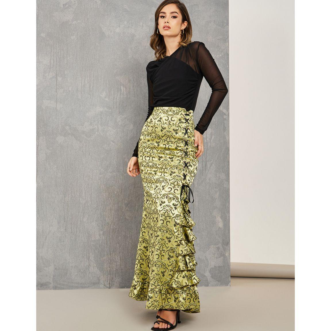 Styli Damask Print Ruffle Maxi Skirt with Tie-Ups-women-clothing-bottoms-skirts-image-1