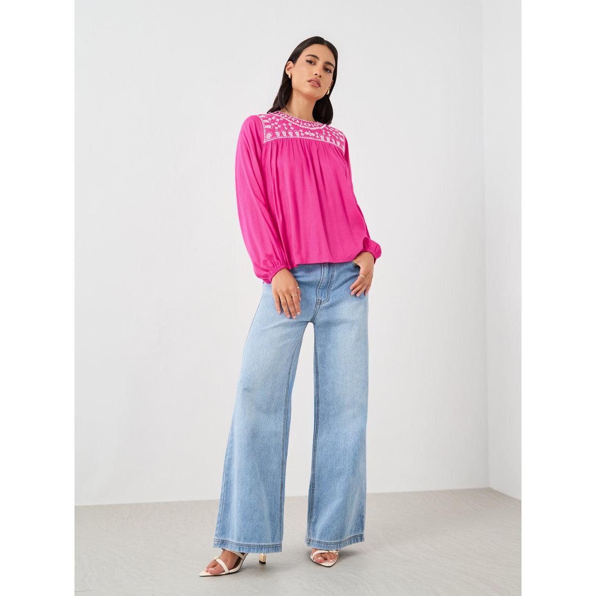 Styli Pink Embroidered Relaxed Fit Blouse-women-clothing-shirtsandblouses-blouses-image-2
