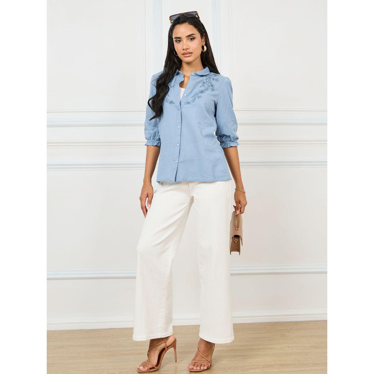 Styli Limited Embroidered Yoke Relaxed Fit Shirt-women-clothing-shirtsandblouses-shirts-image-2