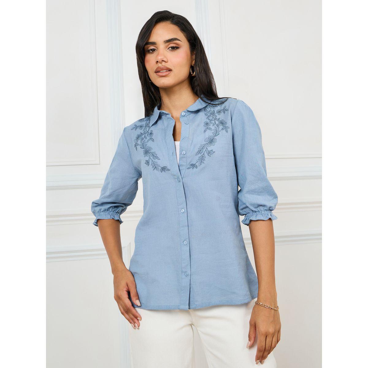 Styli Limited Embroidered Yoke Relaxed Fit Shirt-women-clothing-shirtsandblouses-shirts-image-3
