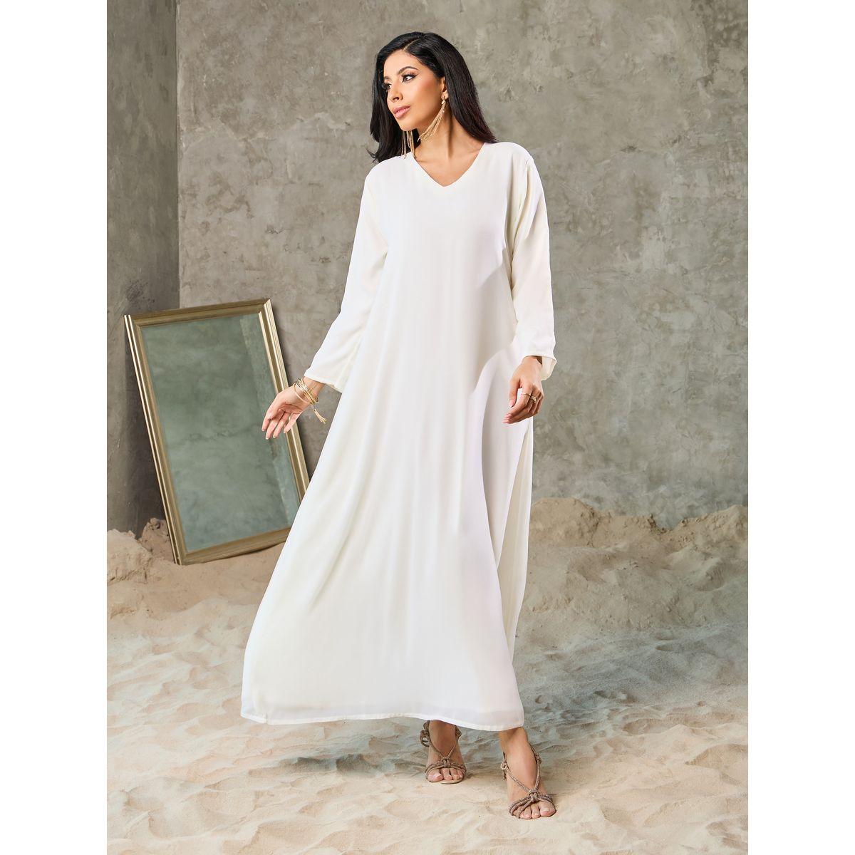 Maxim Creation Embellished Lurex Striped Abaya with Belt and Solid Inner Dress Set-women-arabicclothing-kaftan-image-5