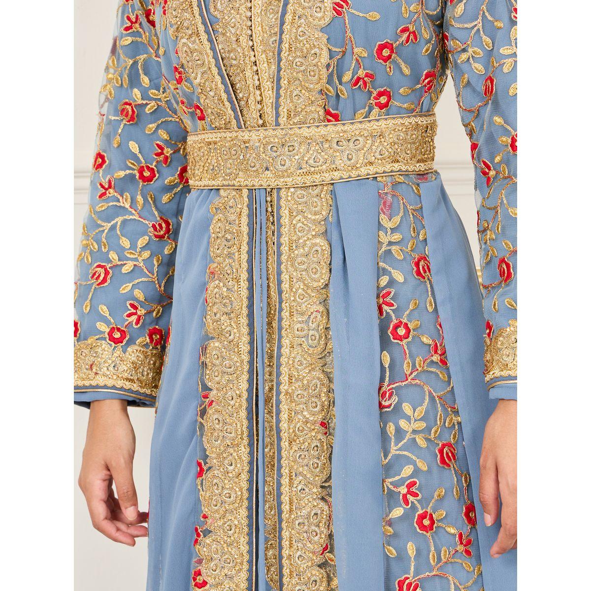 Maxim Creation X Styli  Embroidered Ball Gown Belted Kaftan-women-arabicclothing-kaftan-image-3