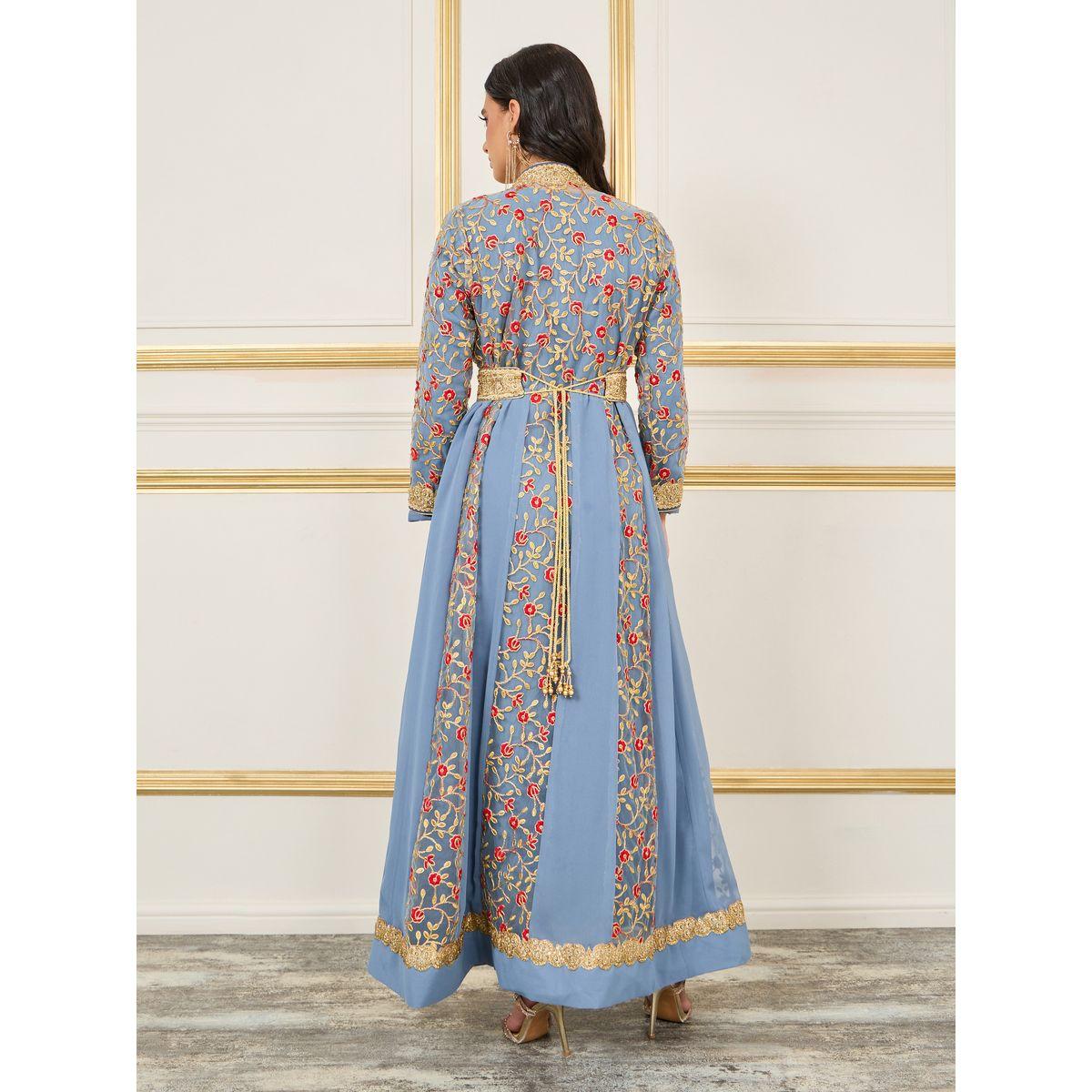 Maxim Creation X Styli  Embroidered Ball Gown Belted Kaftan-women-arabicclothing-kaftan-image-4