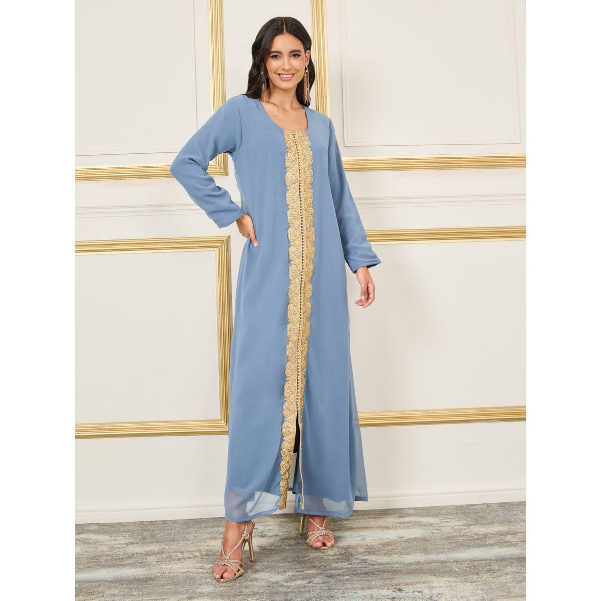 Maxim Creation X Styli  Embroidered Ball Gown Belted Kaftan-women-arabicclothing-kaftan-image-5