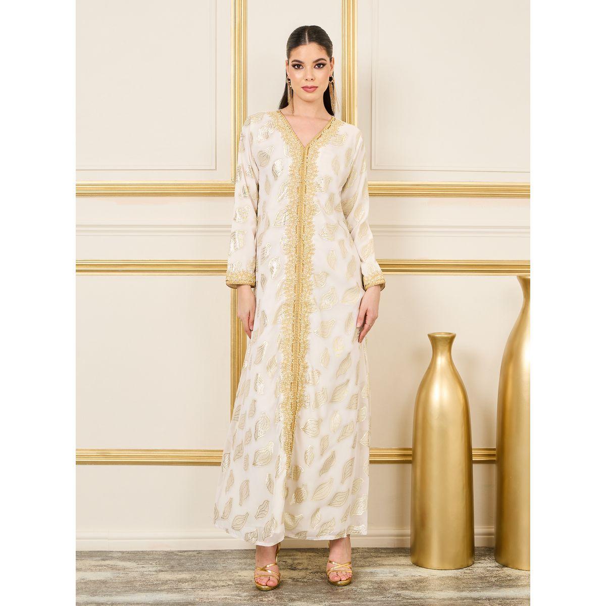 Maxim Creation X Styli  Embroidered Lace Lurex Texture Sheer Jalabiya-women-arabicclothing-jalabiyas-image-2