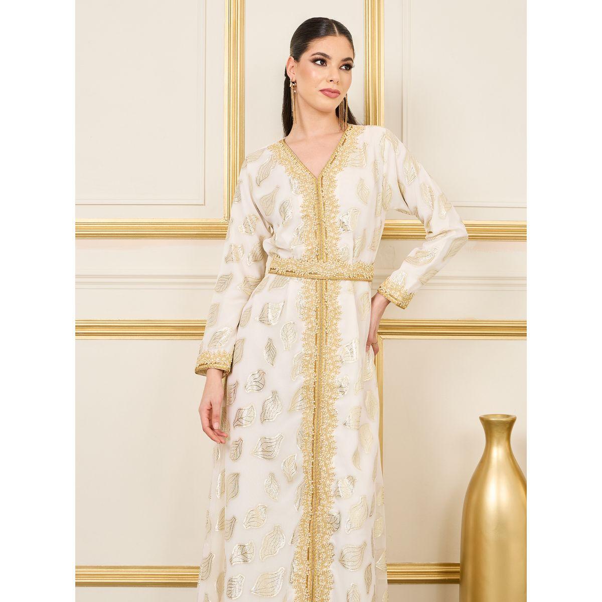 Maxim Creation X Styli  Embroidered Lace Lurex Texture Sheer Jalabiya-women-arabicclothing-jalabiyas-image-3