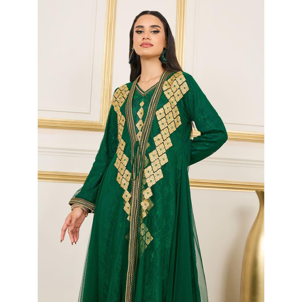 قفطان مزين بحجر الراين مع تفاصيل مُطرّزة ماكسيم كرييشن × ستايلي-women-arabicclothing-kaftan-image-2