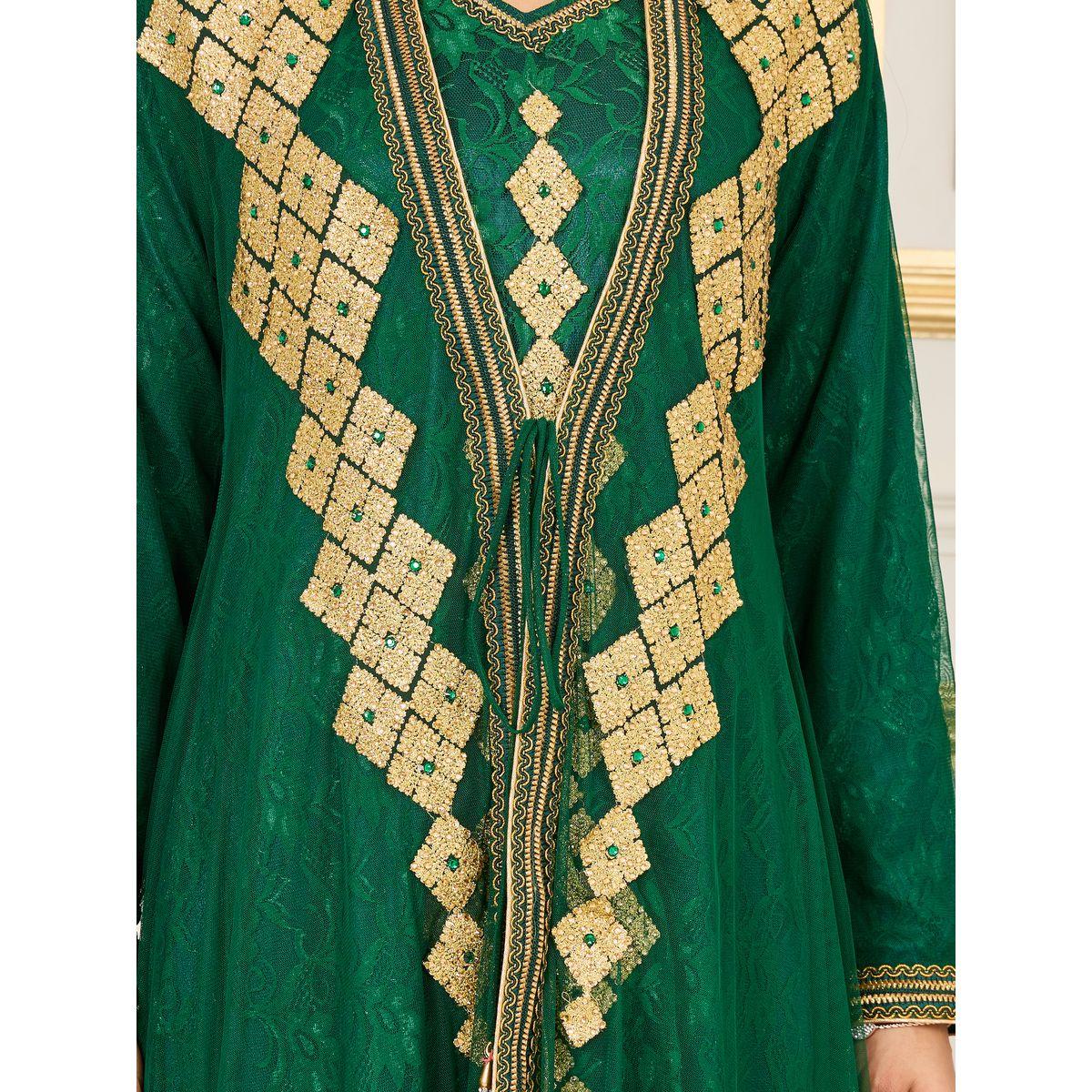 قفطان مزين بحجر الراين مع تفاصيل مُطرّزة ماكسيم كرييشن × ستايلي-women-arabicclothing-kaftan-image-4