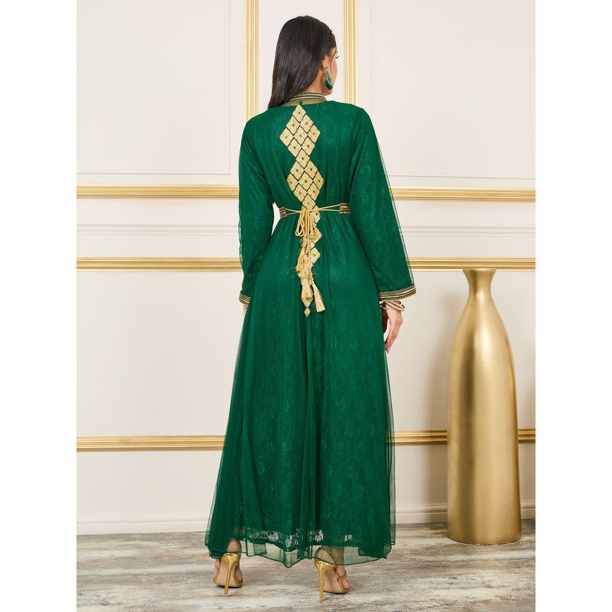 Maxim Creation X Styli  All Over Lace Embroidered Rhinestone Detail Kaftan-women-arabicclothing-kaftan-image-5