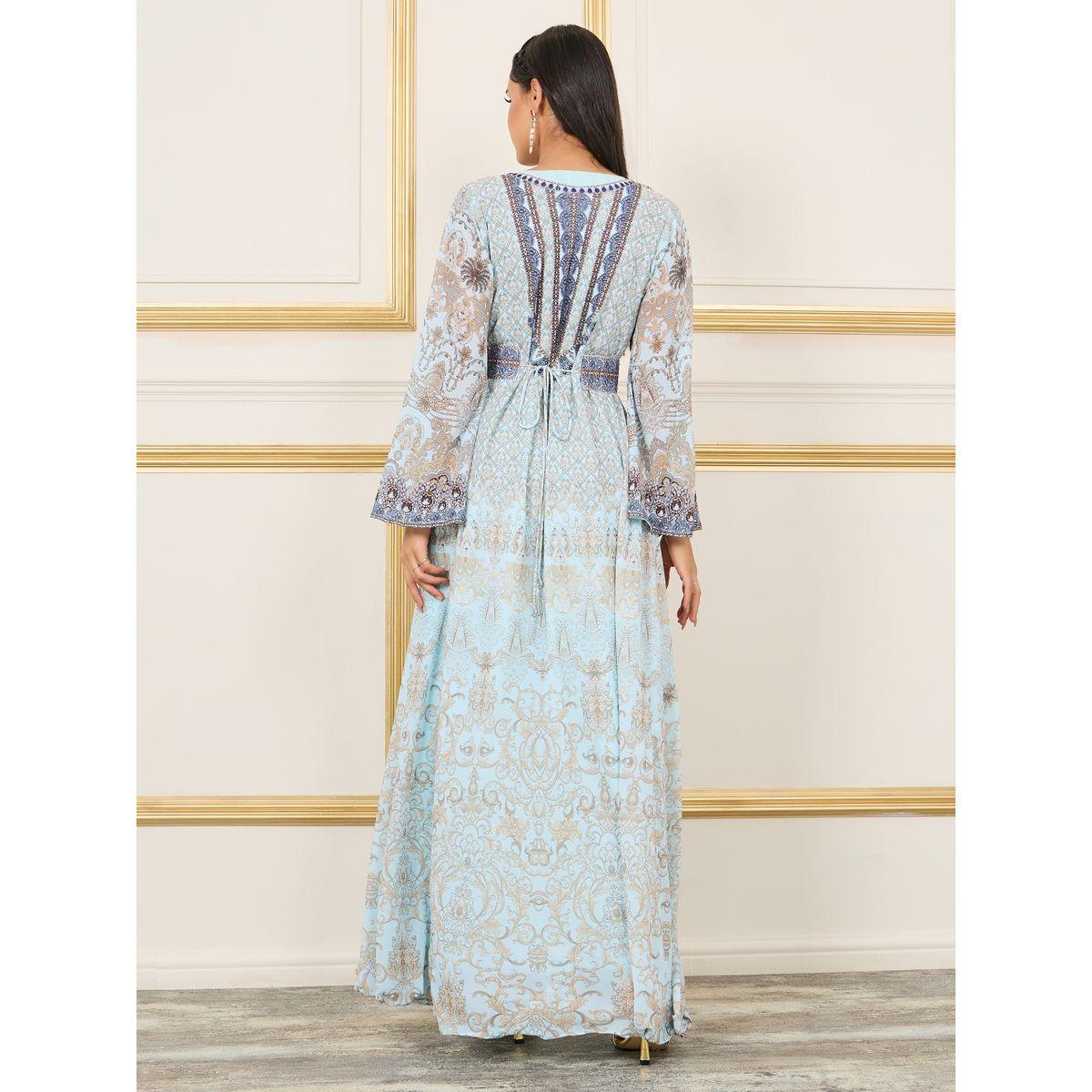 جلابية مزينة بحجر الراين مع حزام خصر ماكسيم كرييشن × ستايلي-women-arabicclothing-jalabiyas-image-4