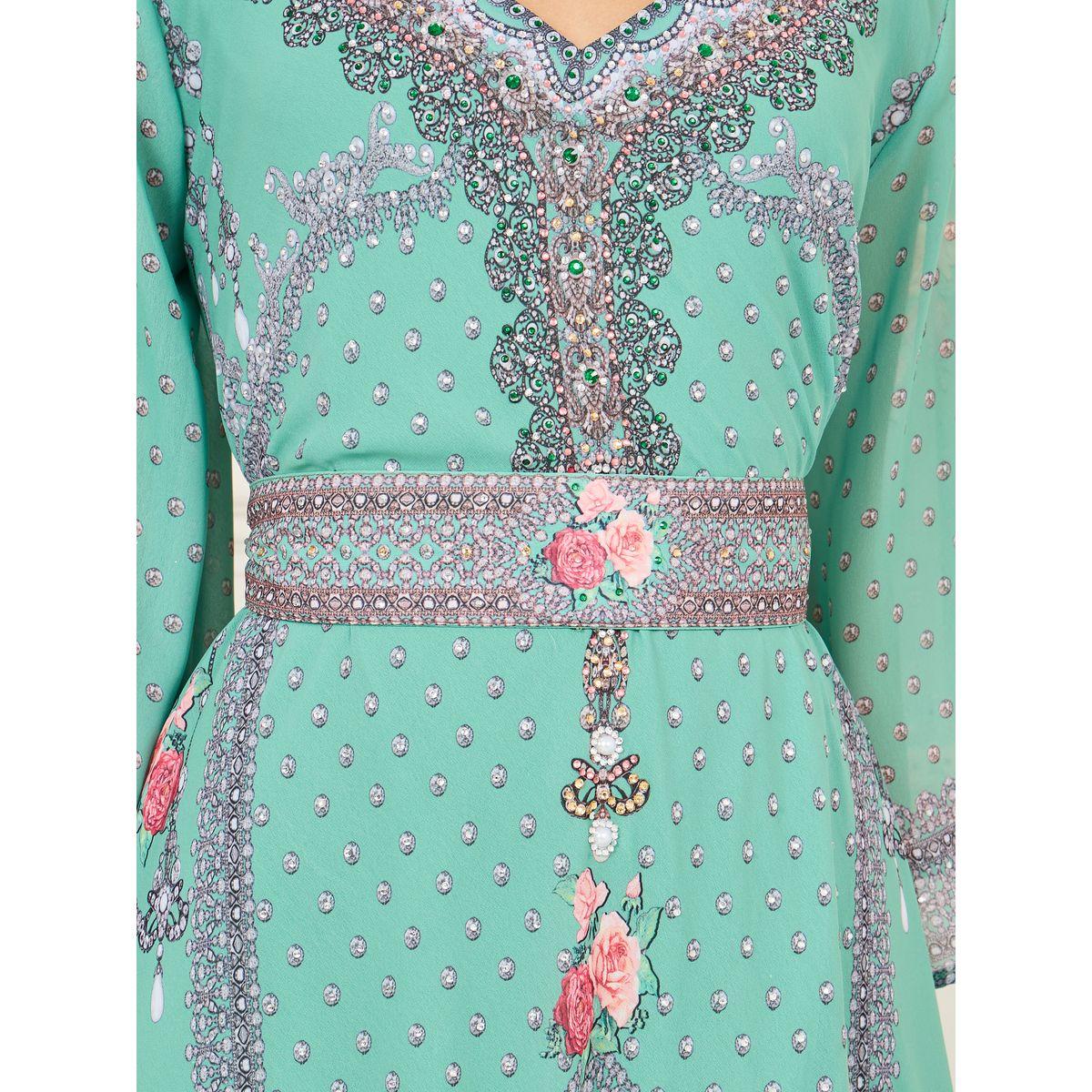 Maxim Creation Rhinestone Detail Digital Print Belted Jalabiya-women-arabicclothing-jalabiyas-image-3