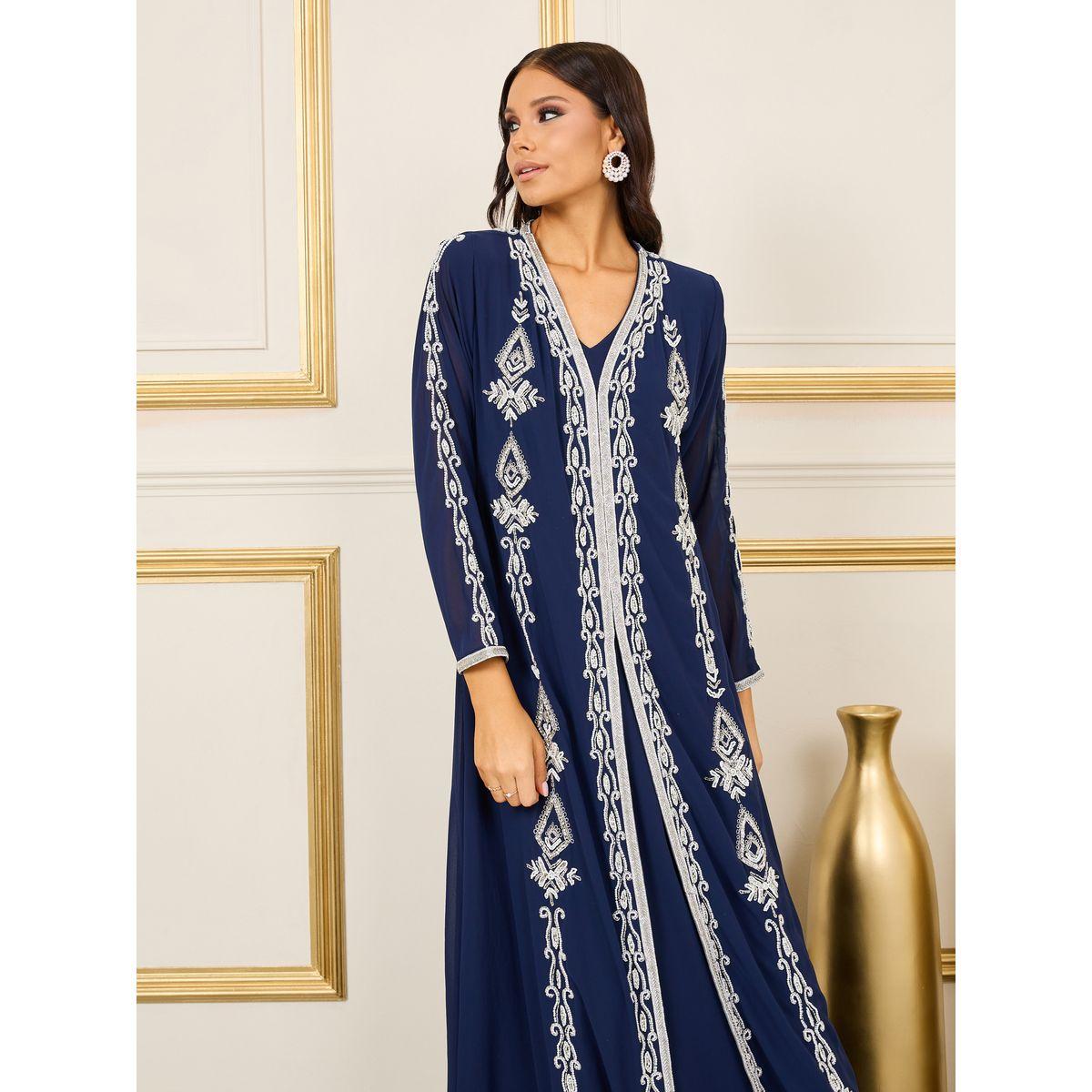 قفطان بتفاصيل مُطرّزة مع خرز ماكسيم كرييشن × ستايلي-women-arabicclothing-kaftan-image-3