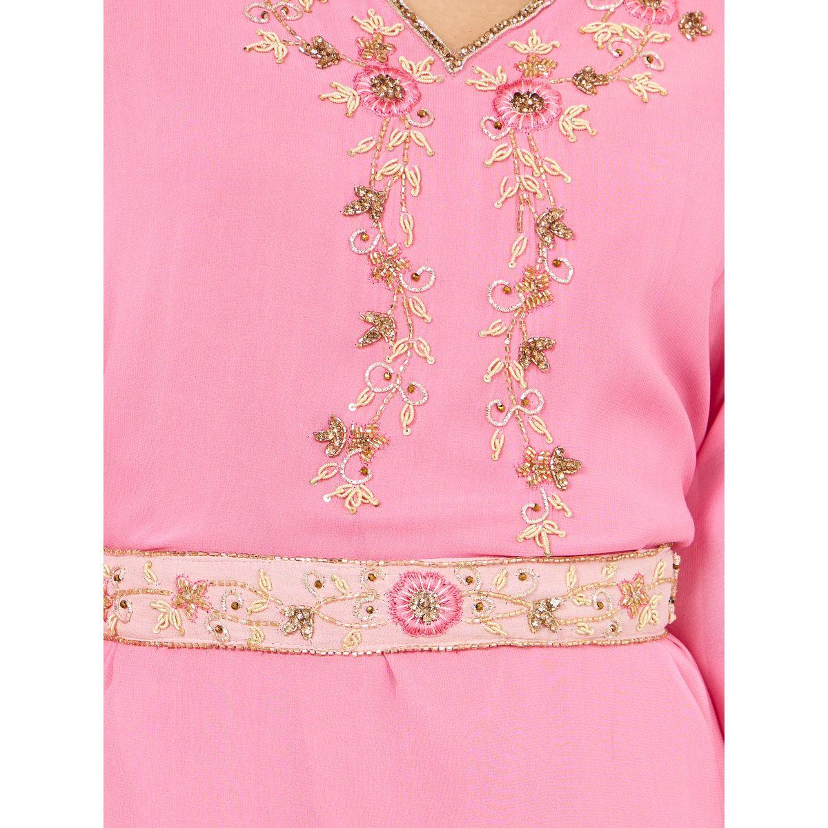 قفطان مزين بالخرز مع طبعة تدرج الالوان ماكسيم كرييشن × ستايلي-women-arabicclothing-kaftan-image-3